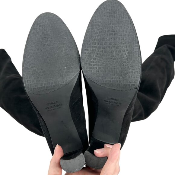 Stuart Weitzman Highland Black Suede Over the Knee Heeled Boots - Picture 10 of 12